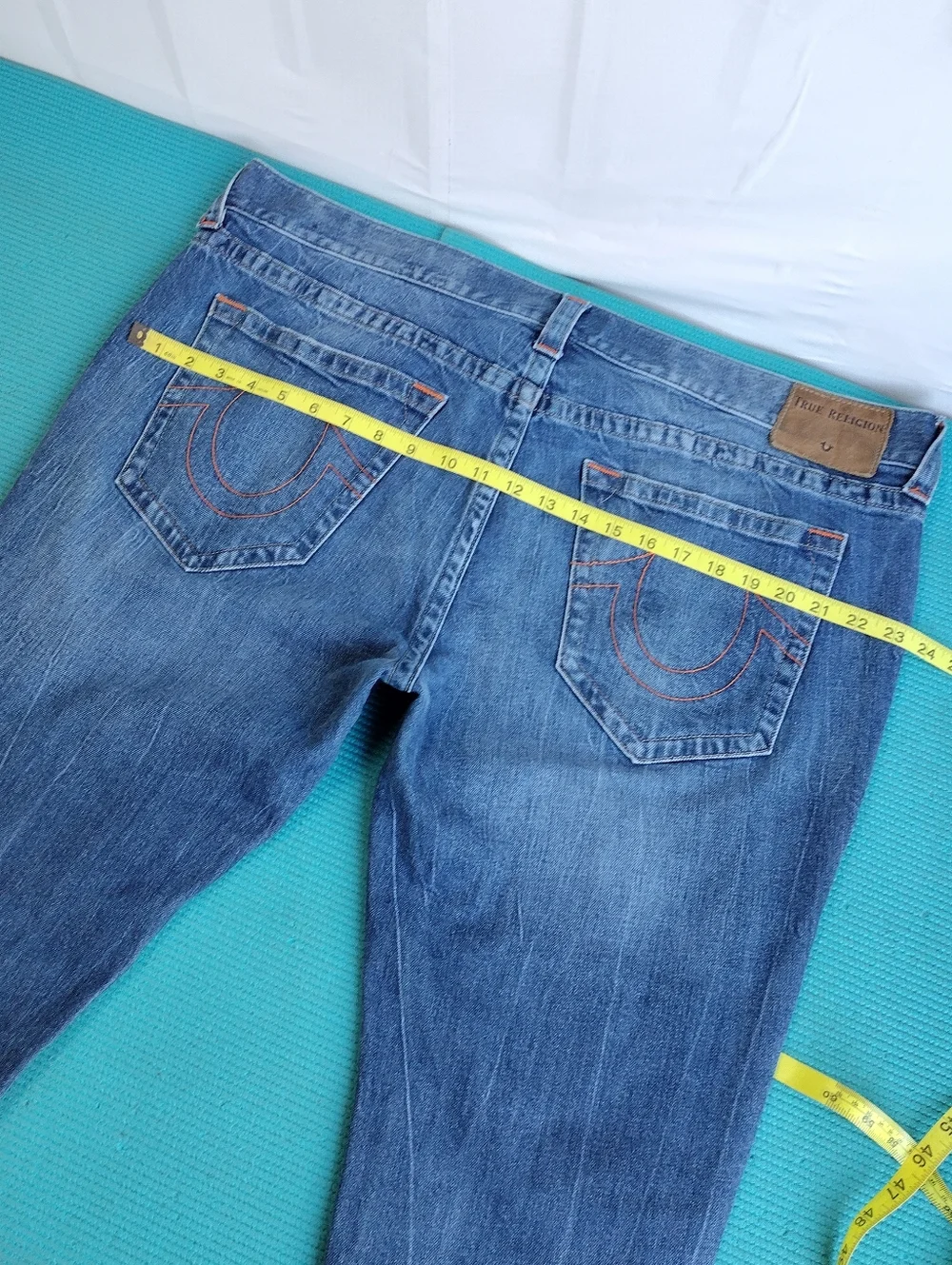 True Religion Rocco Men's Relaxed Skinny Ripped Stretch Denim Jeans 42 X34